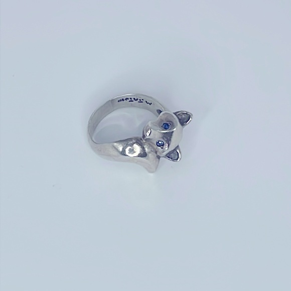 Dog/Fox Ring with Blue Sapphire Eyes Ring - Picture 2 of 5